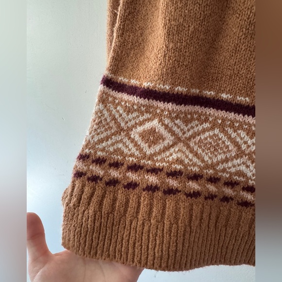 Hollister Women's Fair Isle Sweater Hoodie Lace Up V Neck - Picture 3 of 5